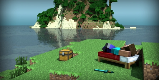 Steve in Paradise Minecraft Wallpaper